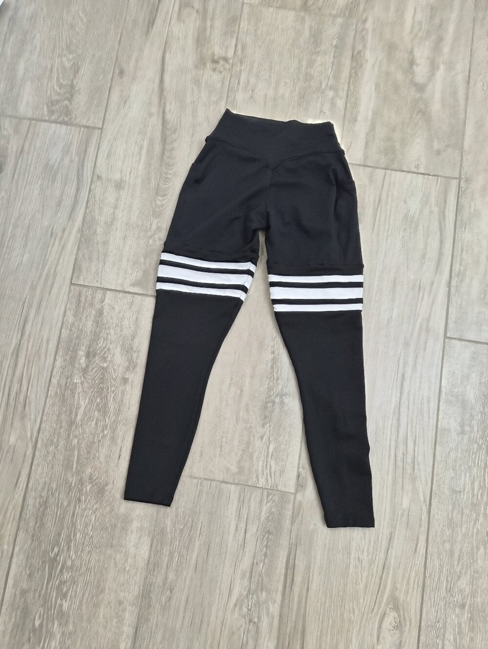 Bombshell Sportswear Perform Thigh High-Waist Leggings with White Stripes - Picture 4 of 6